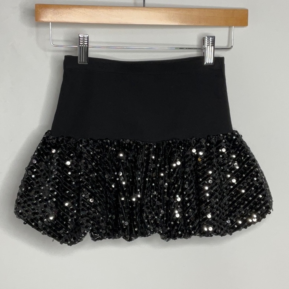 Zara Black Asymmetrical Sequin Skirt NWT Size 8